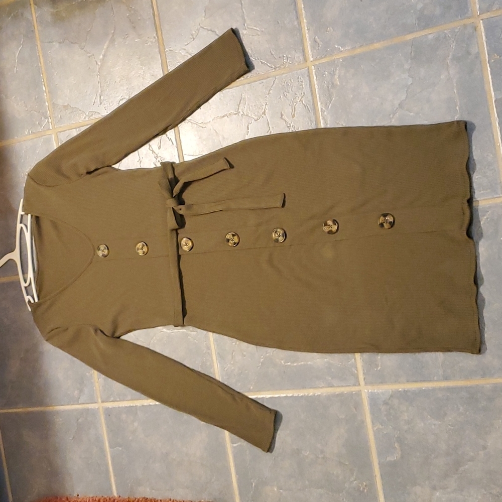 Long sleeve,  Olive green Pencil dress